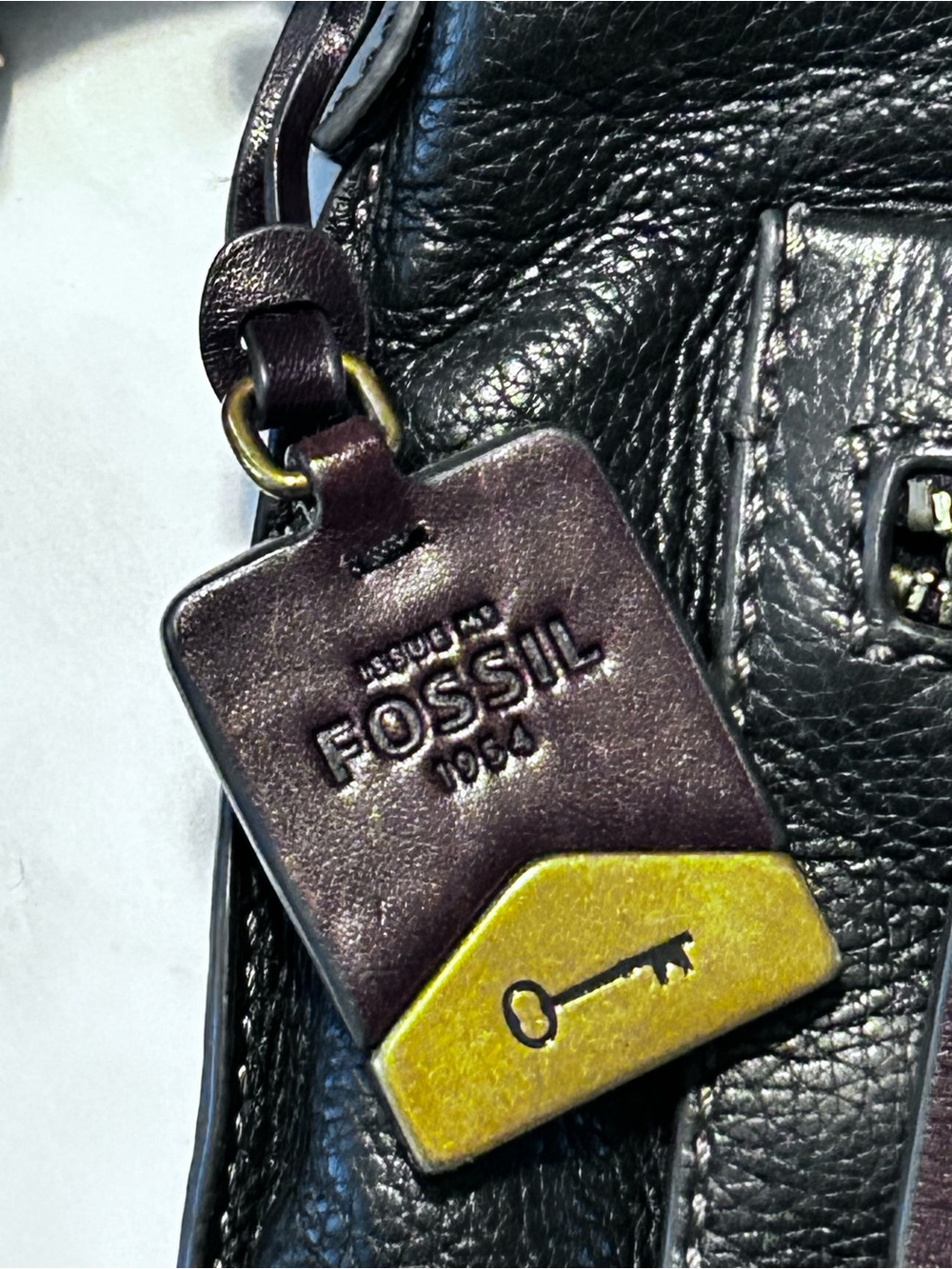 Fossil Black Leather Crossbody with Gold Accents - Picture 5 of 8